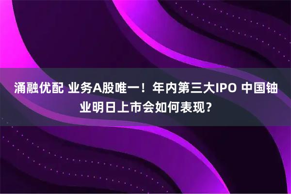 涌融优配 业务A股唯一！年内第三大IPO 中国铀业明日上市会如何表现？